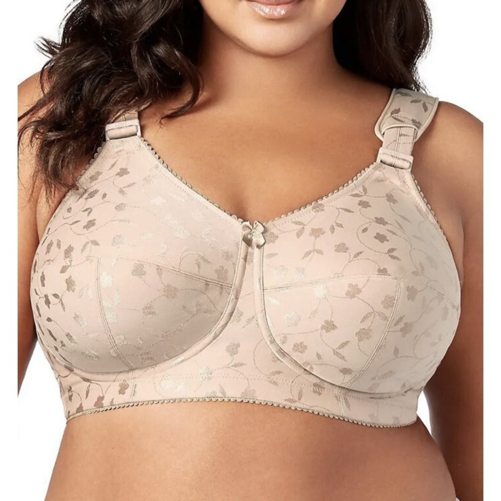 Elila 1305 Jacquard Soft‎ Cup Wireless Support Bra Nude Beige Womens 38M NEW